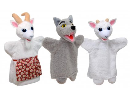 set of hand puppets wolf and fawns