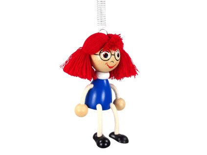 Mánička handmade wooden doll on spring