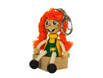 redhair girl wooden keyring