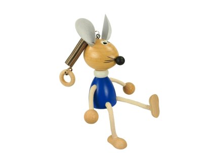 blue mouse wooden bounicng figure