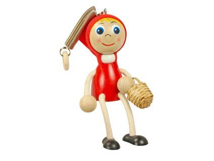 Little Red Riding Hood wooden doll on spring