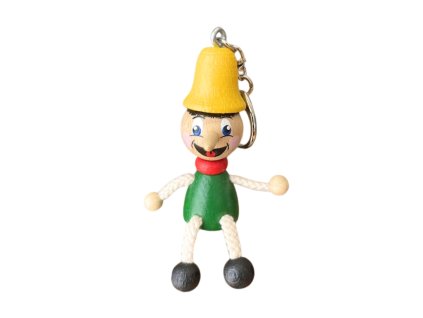 pinocchio wooden keychain