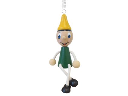 Pinocchio wooden figurine on spring