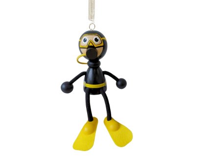 scuba diver handmade wooden toy on spring