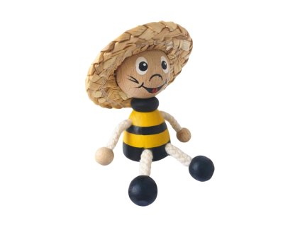 Bee with hat wooden magnet