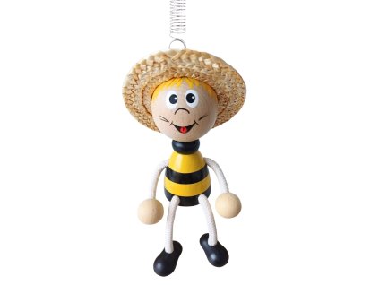 handmade wooden figure on spring