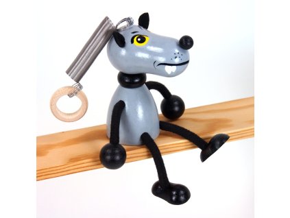 wooden bouncing figure wolf