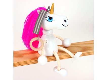 unicorn wooden figure on spring