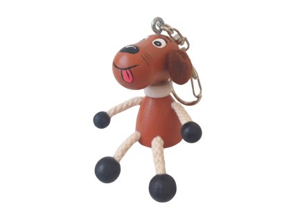 brown dog wooden keychain