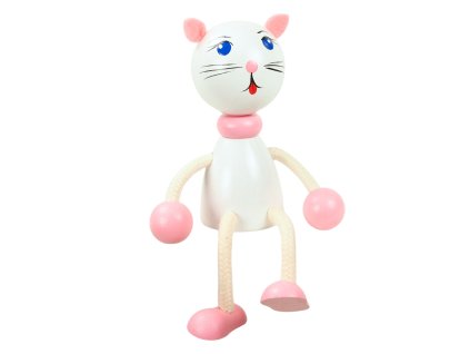 white kitty handmade wooden toy for kids