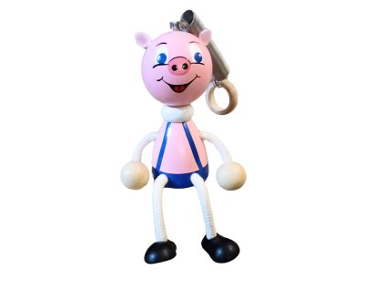 piggy wooden figure on spring