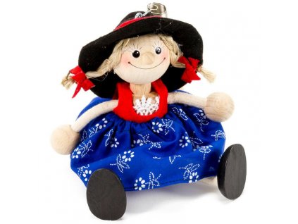 girl in dress wooden figure on spring