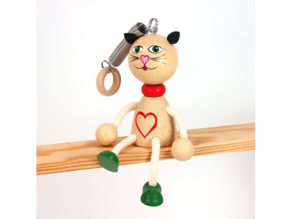 cat with heart wooden bouncing figure