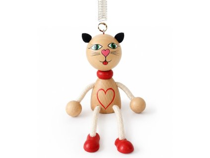 Cat with heart wooden bouncing doll KROKIDO