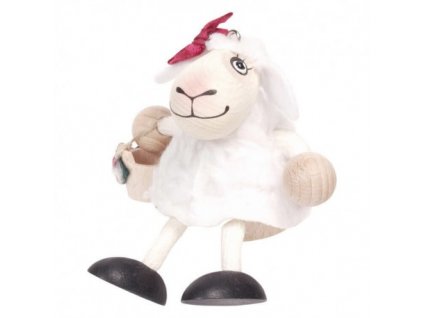 White sheep wooden figure on spring