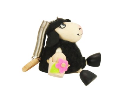 black sheep wooden animal on spring