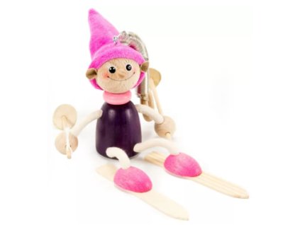 christmas elf wooden figure on spring