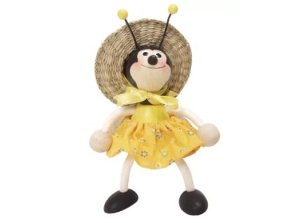 bee with hat wooden doll with spring