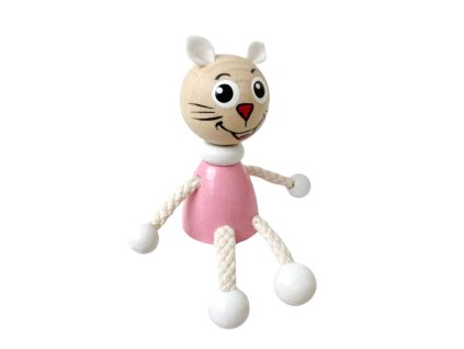 pink cat wooden magnet