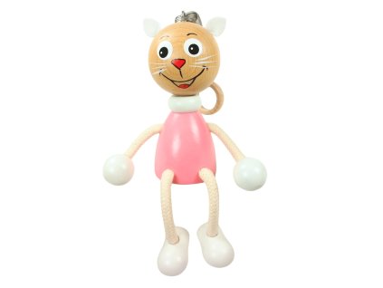 pink kitty wooden figure on spring