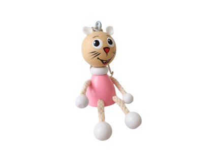 Pink kitty wooden keychain for cat lovers