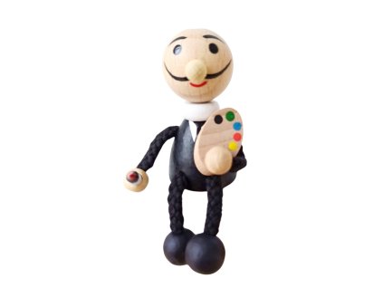 painter with moustache wooden magnet