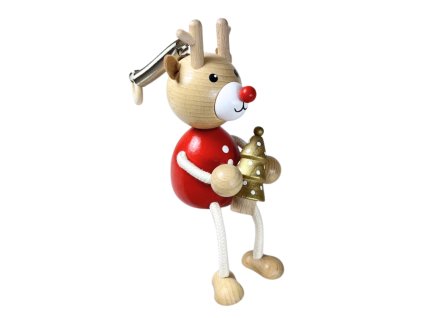 handmade wooden doll reindeer with christmas tree