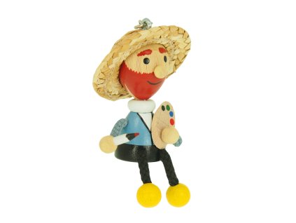 painter with hat wooden keyring