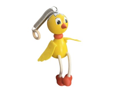 Chicken hand painted wooden doll on spring