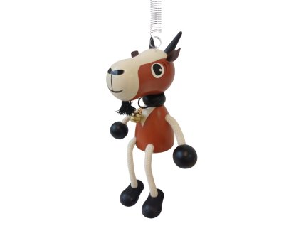 goat wooden figurine with spring