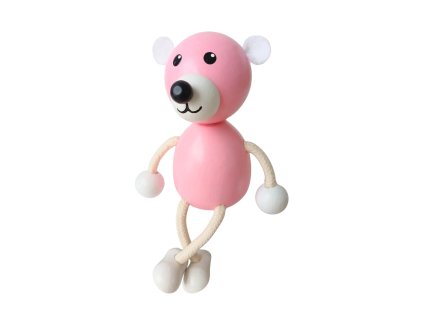 pink bear wooden figure