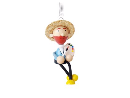 painter with straw hat figurine on spring