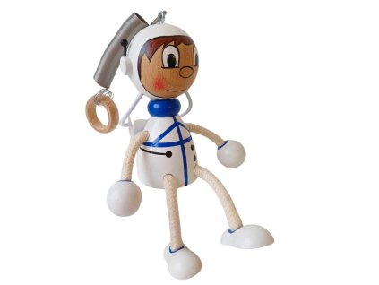 astronaut wooden figure on spring