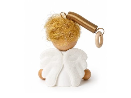 Angel with golden hair wooden figure
