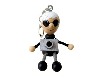 hand painted wooden keychain photographer