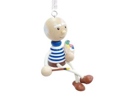 painter with brush handmade wooden doll