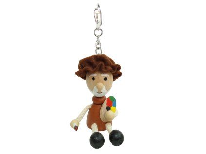 Leonardo Da vinci wooden hand painted keychain