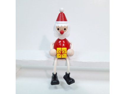 santa claus with gift wooden figure
