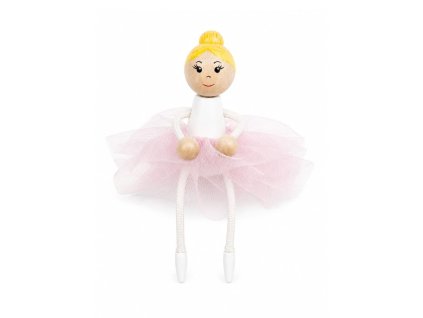 ballerina with blond hair hand painted wooden doll KROKIDO