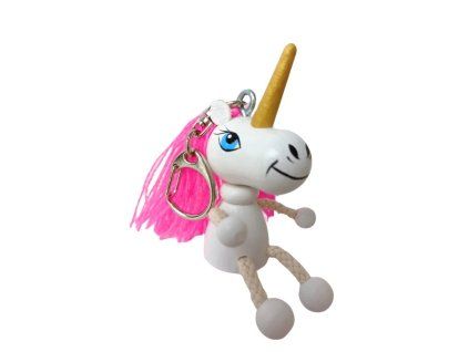 Unicorn handpainted wooden keyring