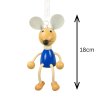 Blue mouse handmade wooden figurine on spring