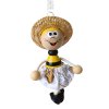 handmade wooden figure on spring bee with skirt