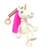 Unicorn handmade wooden doll on spring