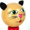 cat with heart wooden sitting figure