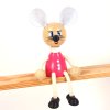 wooden sitting figure for kids pink mouse