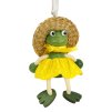 frog with straw hat wooden bouncing figure
