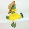 frog with straw hat wooden figure on spring