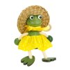 frog with straw hat wooden figure for kids