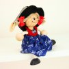 blond girl in dress wooden bouncing doll
