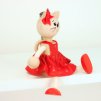 cat red dress wooden figure on spring